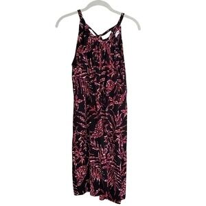 Artisan NY Dress Women's‎ Size Medium Black Dark Floral Halter Racerback Stretch